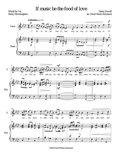 If music be the food of love for medium voice and piano