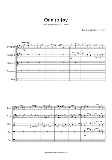 Ode to Joy by Beethoven for Brass Quintet