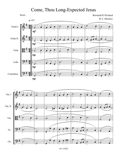 Come, Thou Long-Expected Jesus (String Orchestra or Quintet)