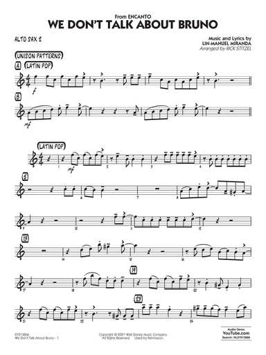 We Don't Talk About Bruno (from Encanto) (arr. Rick Stitzel) - Alto Sax 2