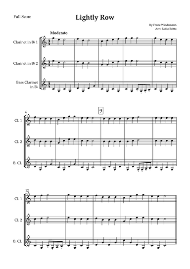 Lightly Row for Clarinet Trio