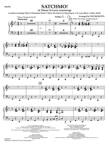 Satchmo! - A Tribute to Louis Armstrong (arr. Ted Ricketts) - Piano