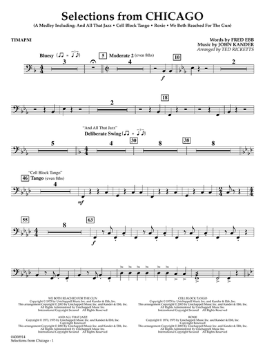Selections from Chicago (arr. Ted Ricketts) - Timpani