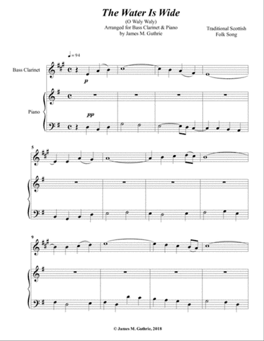 The Water is Wide for Bass Clarinet & Piano