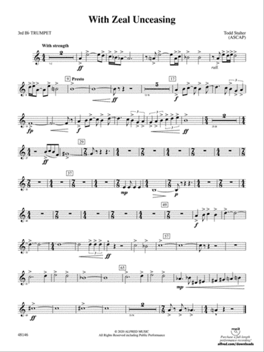 With Zeal Unceasing: 3rd B-flat Trumpet