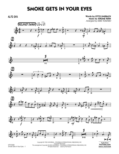 Smoke Gets In Your Eyes (arr. Mike Tomaro) - Alto Sax