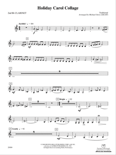 Holiday Carol Collage: 2nd B-flat Clarinet