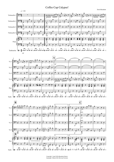 Coffee Cup Calypso! for Cello Quartet