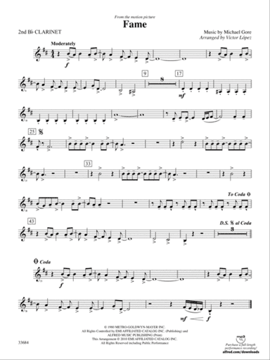 Fame (from the motion pictureFame): 2nd B-flat Clarinet