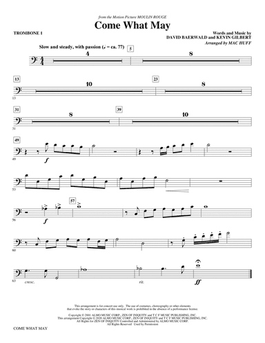 Come What May (from Moulin Rouge) (arr. Mac Huff) - Trombone 1