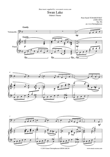 Swan Lake - Odette's Theme - Cello and Piano