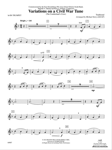 Variations on a Civil War Tune: 1st B-flat Trumpet
