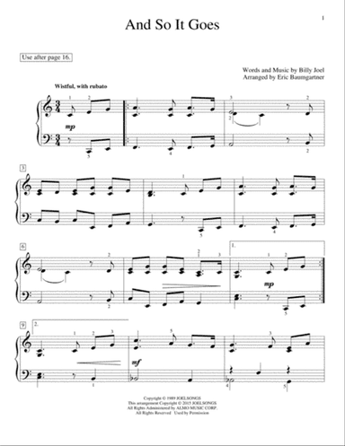 And So It Goes (arr. Eric Baumgartner)