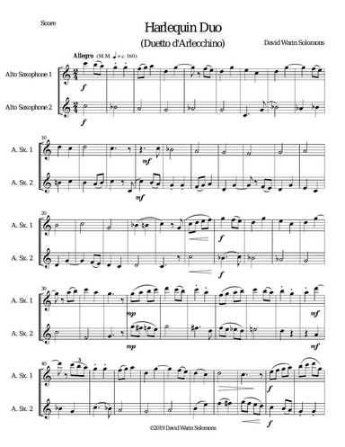 Harlequin Duo (Duetto d'Arlecchino) for 2 alto saxophones