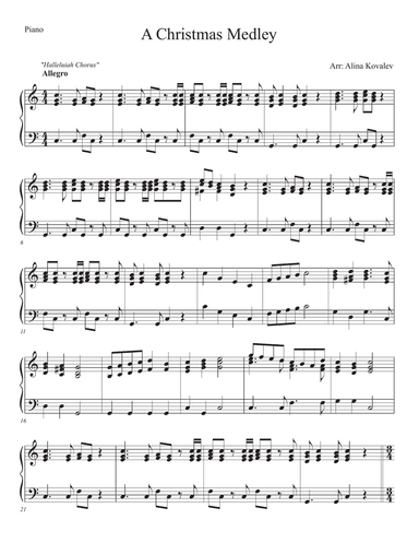 A Christmas Medley for 3 Violins (Piano Accompaniment)