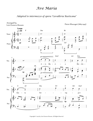Mascagni - Ave Maria (TENOR - F Major)