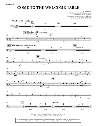 Come To The Welcome Table (Full Orchestra) - Trombone 2