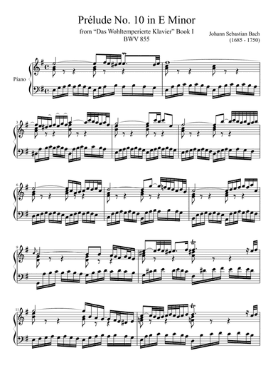 Prelude No. 10 BWV 855 in E Minor