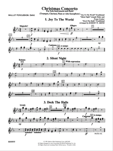 Christmas Concerto (Solo Trumpet, Clarinet, Flute, or Alto Saxophone and Band): Mallets
