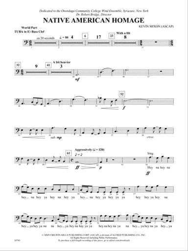 Native American Homage: (wp) E-flat Tuba B.C.