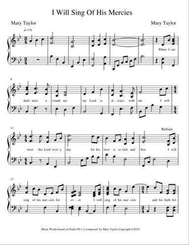 I Will Sing Of His Mercies