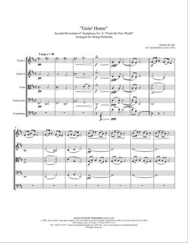 Goin' Home (2nd Movement, "New World" Symphony, complete) arranged for String Orchestra