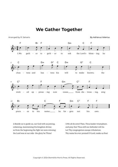 We Gather Together (Key of F Major)