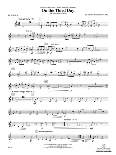 On the Third Day: 4th F Horn