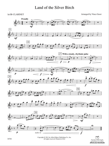 Land of the Silver Birch: 1st B-flat Clarinet