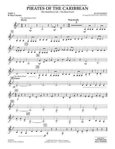 Pirates of the Caribbean (from The Curse of the Black Pearl) - Pt.4 - Bb Bass Clarinet