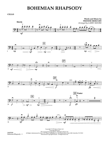Bohemian Rhapsody (arr. Larry Moore) - Cello