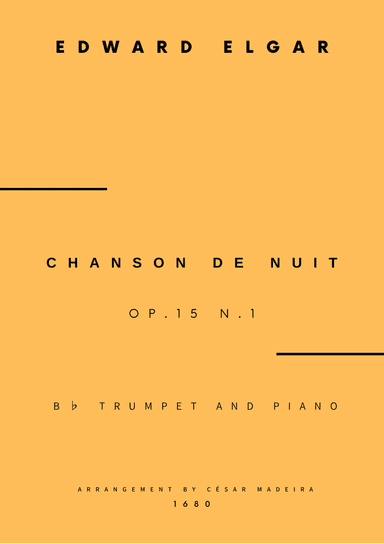 Chanson De Nuit, Op.15 No.1 - Bb Trumpet and Piano (Full Score and Parts)