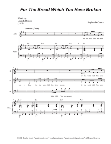 For The Bread Which You Have Broken (Vocal Trio - (SAB)