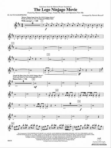 The LEGO® Ninjago® Movie™: Selections from the Motion Picture Soundtrack: E-flat Alto Saxophone