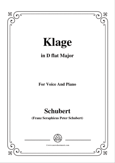 Schubert-Klage(Lament),in D flat Major,D.415,for Voice and Piano