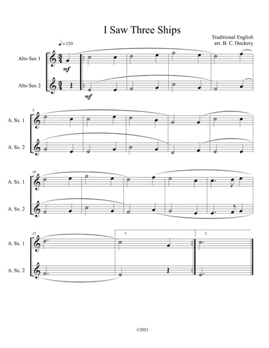 I Saw Three Ships (Alto Sax Duet)