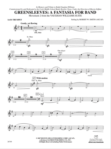 Greensleeves: A Fantasia for Band: 1st B-flat Trumpet
