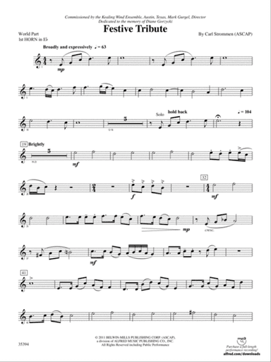 Festive Tribute: (wp) 1st Horn in E-flat