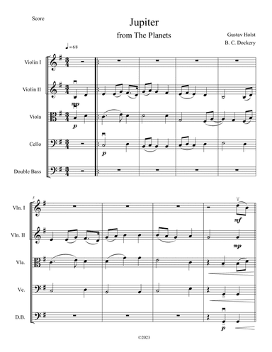 Jupiter (from The Planets) for String Orchestra or Quintet
