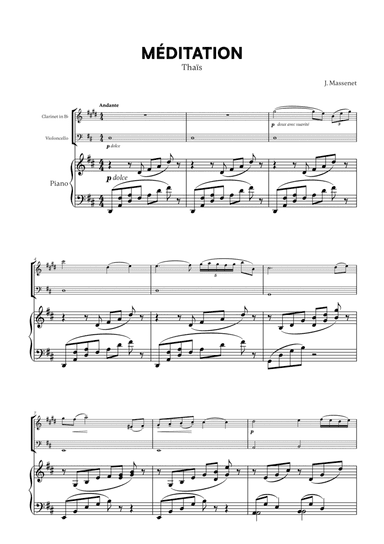Jules Massenet - Thaïs Meditation (for Clarinet, Cello and Piano)