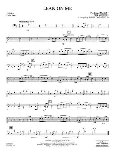 Lean on Me (arr. Robert Longfield) - Pt.4 - Cello/Bass