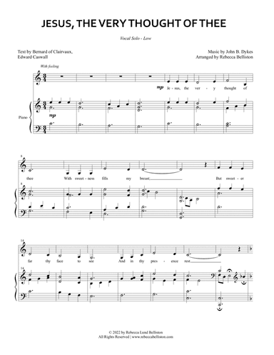 Jesus, the Very Thought of Thee (Vocal Solo - Low)