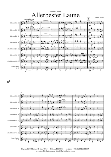 Allerbester Laune - German Polka Octoberfest - Clarinet Quintet - Bb
