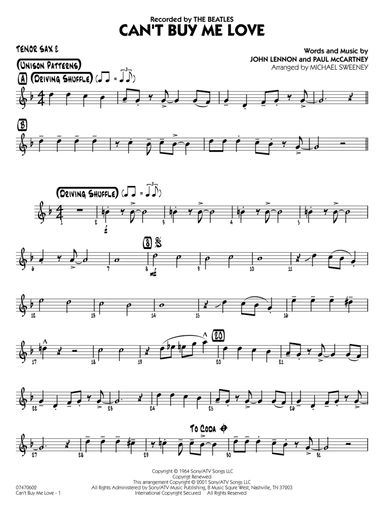 Can't Buy Me Love (arr. Michael Sweeney) - Tenor Sax 2
