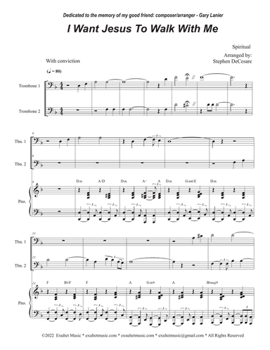 I Want Jesus To Walk With Me (Trombone Duet)