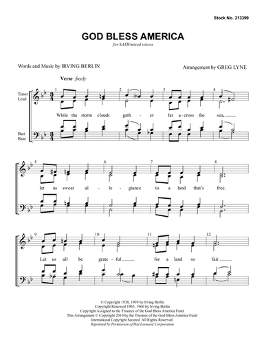 God Bless America (arr. Greg Lyne)