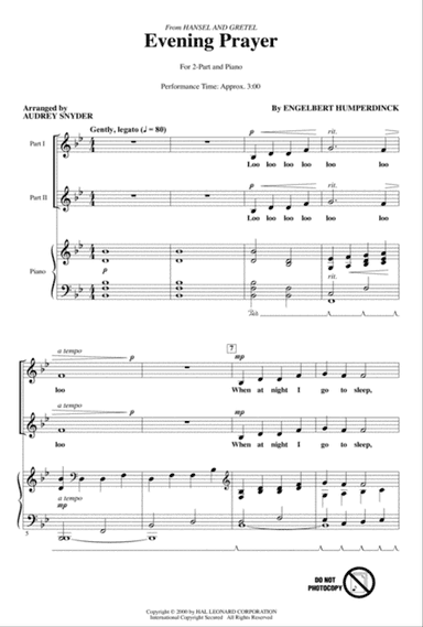 Evening Prayer (from Hansel And Gretel) (arr. Audrey Snyder)
