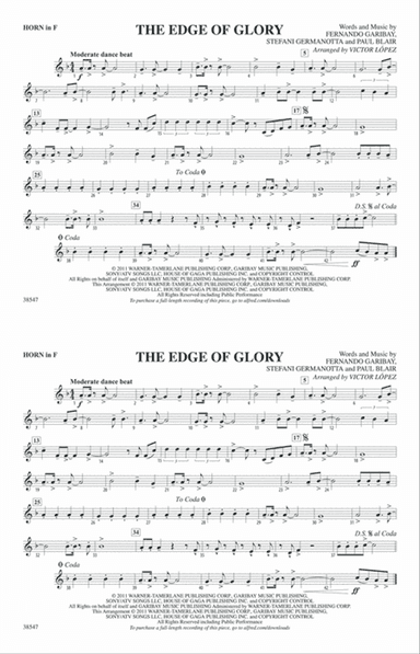 The Edge of Glory: 1st F Horn