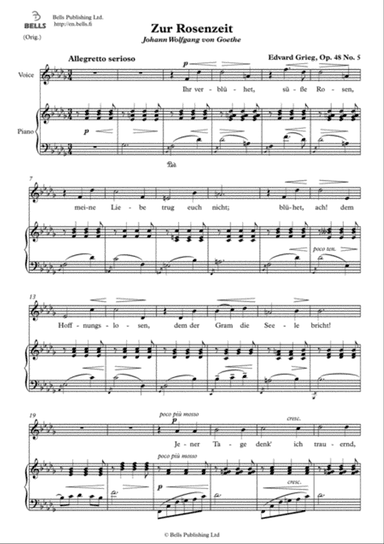 Zur Rosenzeit, Op. 48 No. 5 (Original key. B-flat minor)