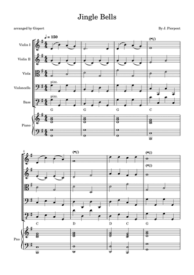 Jingle Bells (with piano and chords)